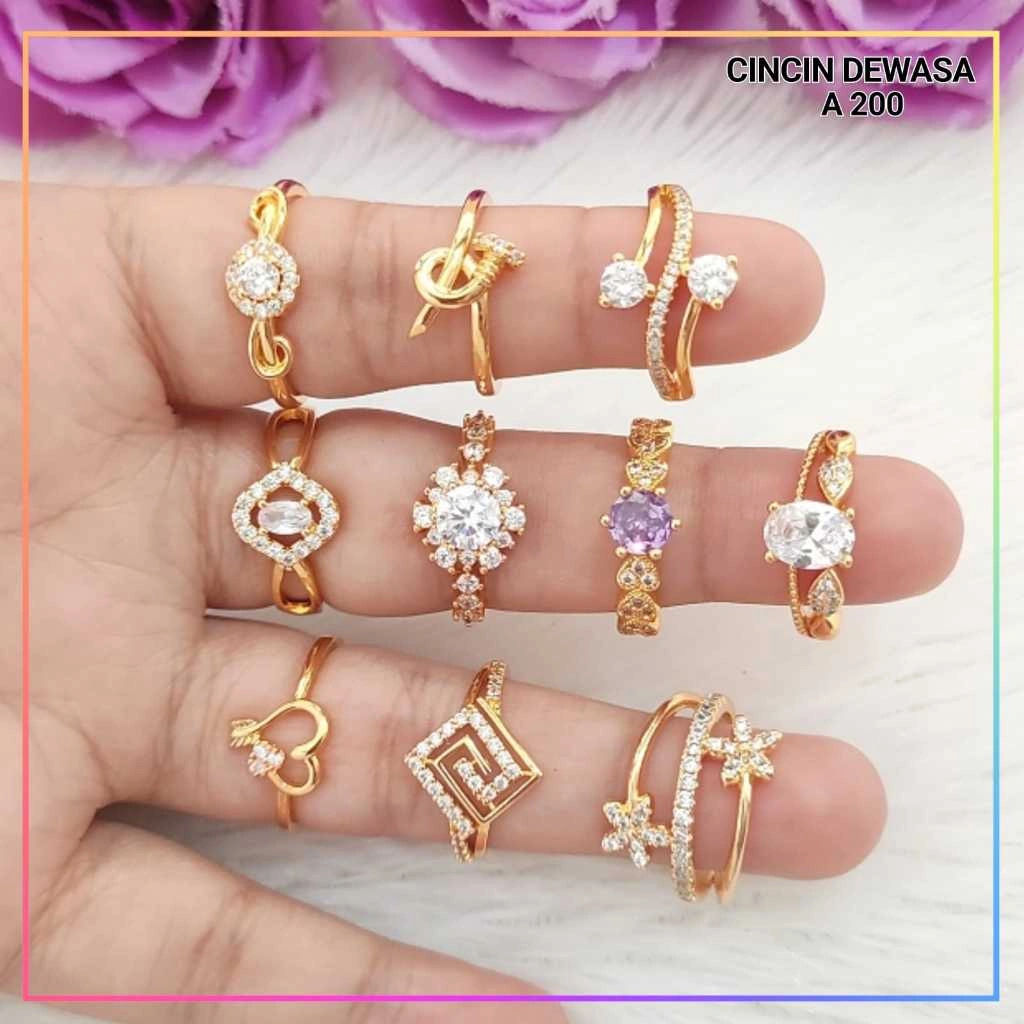 Good Jewelry Cincin dewasa permata mewah perhiasan gold A200