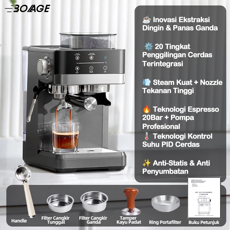 Mesin Kopi Espressoee Cold/hot Brew Grinder 51MM  Heater Coffee Maker Smart Screen Kontrol/Penggiling Kopi Digital 20 size