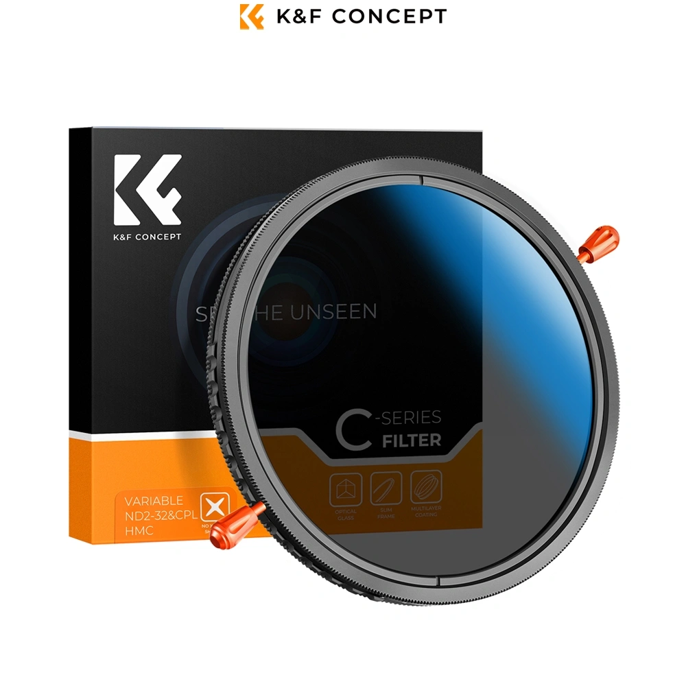 K&F Concept 2 in 1 CPL+ND2-ND32 Variable Fader Plus CPL Circular Polarizing Filter C Series