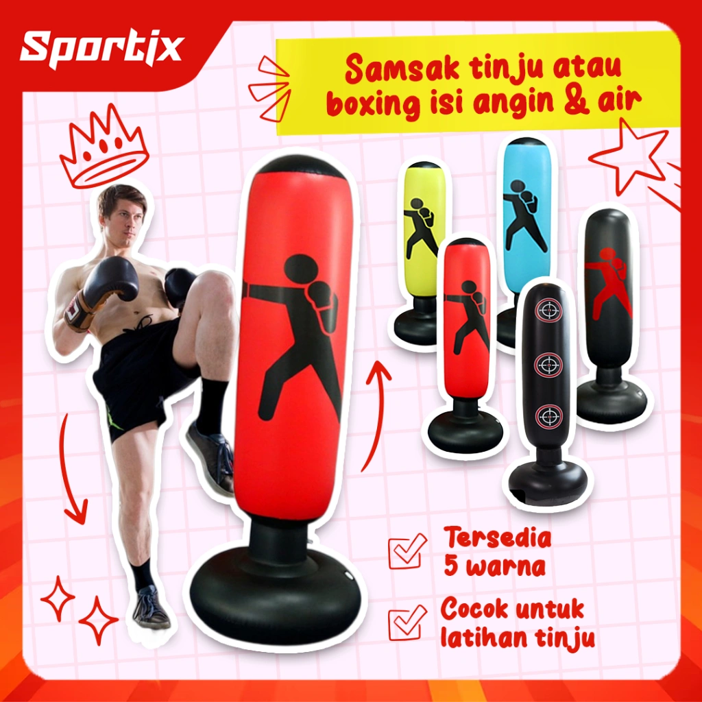 Sportix - Standing Boxing Angin Samsak Tinju Dewasa dan Anak Tinggi 1.6 Meter Samsak Latihan Beladiri Tahan Pukulan Inflatable Sandbag