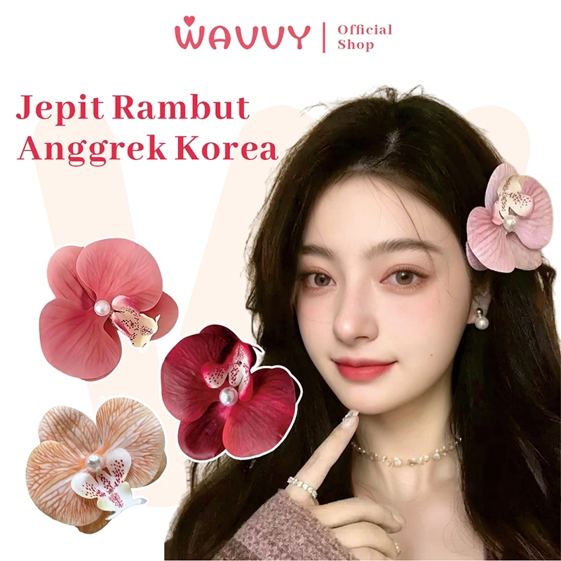 Wavvy Jepit Rambut Anggrek Kupu-Kupu Anak Perempuan / Aksesoris Rambut Halus Gaya Korea / Jepit Rambut Anggrek Mutiara Berbentuk Hati