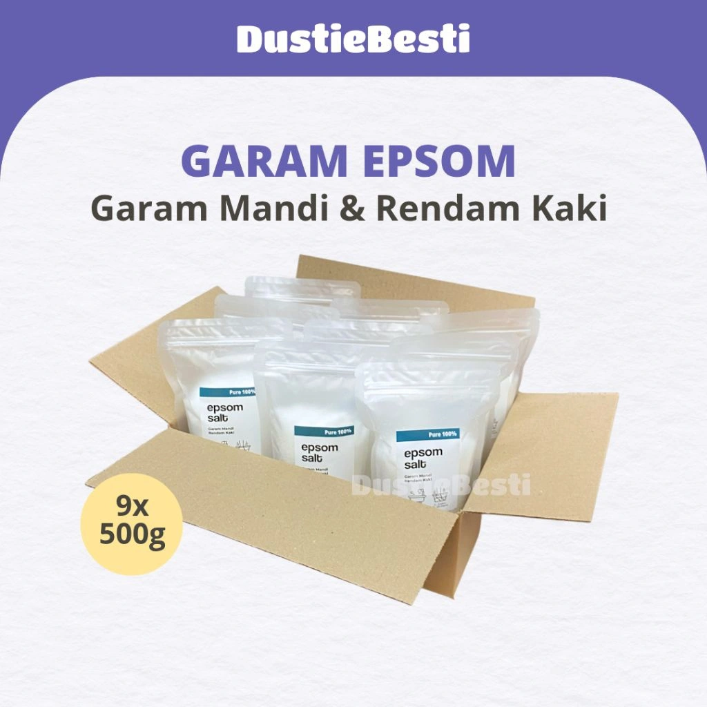 Epsom Salt 1 Dus Isi 9 - Garam Mandi Relaksasi - Garam Epsom Rendam Kaki | Bath Salt 500g