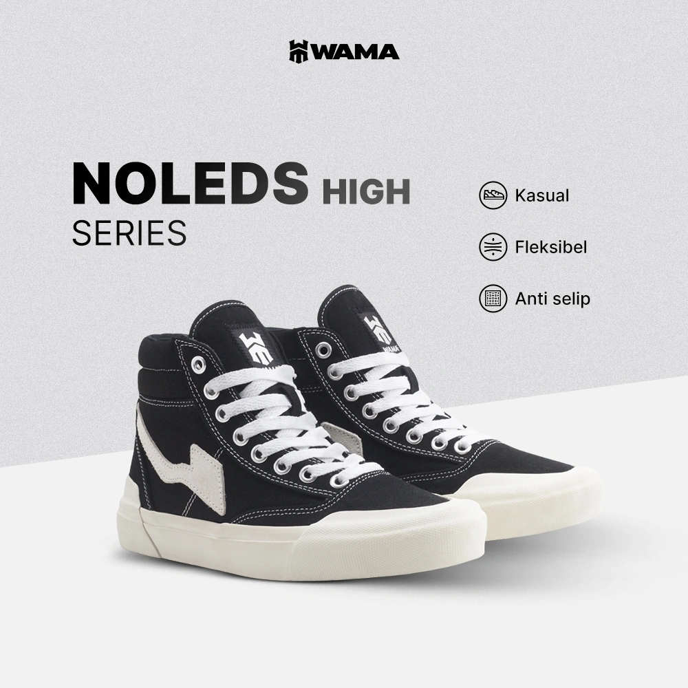 WAMA - Noleds High Basic | Sepatu Skate - Sepatu Sneakers Skate Hitam Unisex Vulcanized - Sneakers High