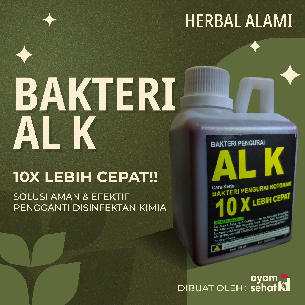 Bakteri AL K - Probiotik Kandang, Pengurai Kotoran & Penghilang Bau, Semprot Kandang Aman & Pengganti Disinfektan Kimia