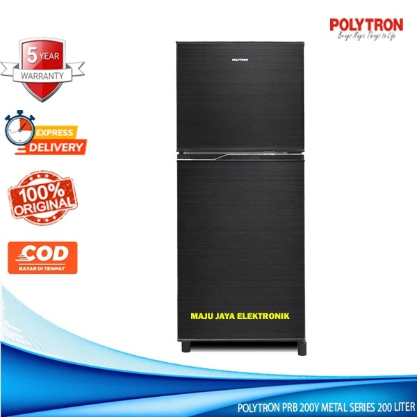 POLYTRON Kulkas 2 Pintu 200 Liter PRB 200Y 4D Quick FreezingTanpa Bunga Es