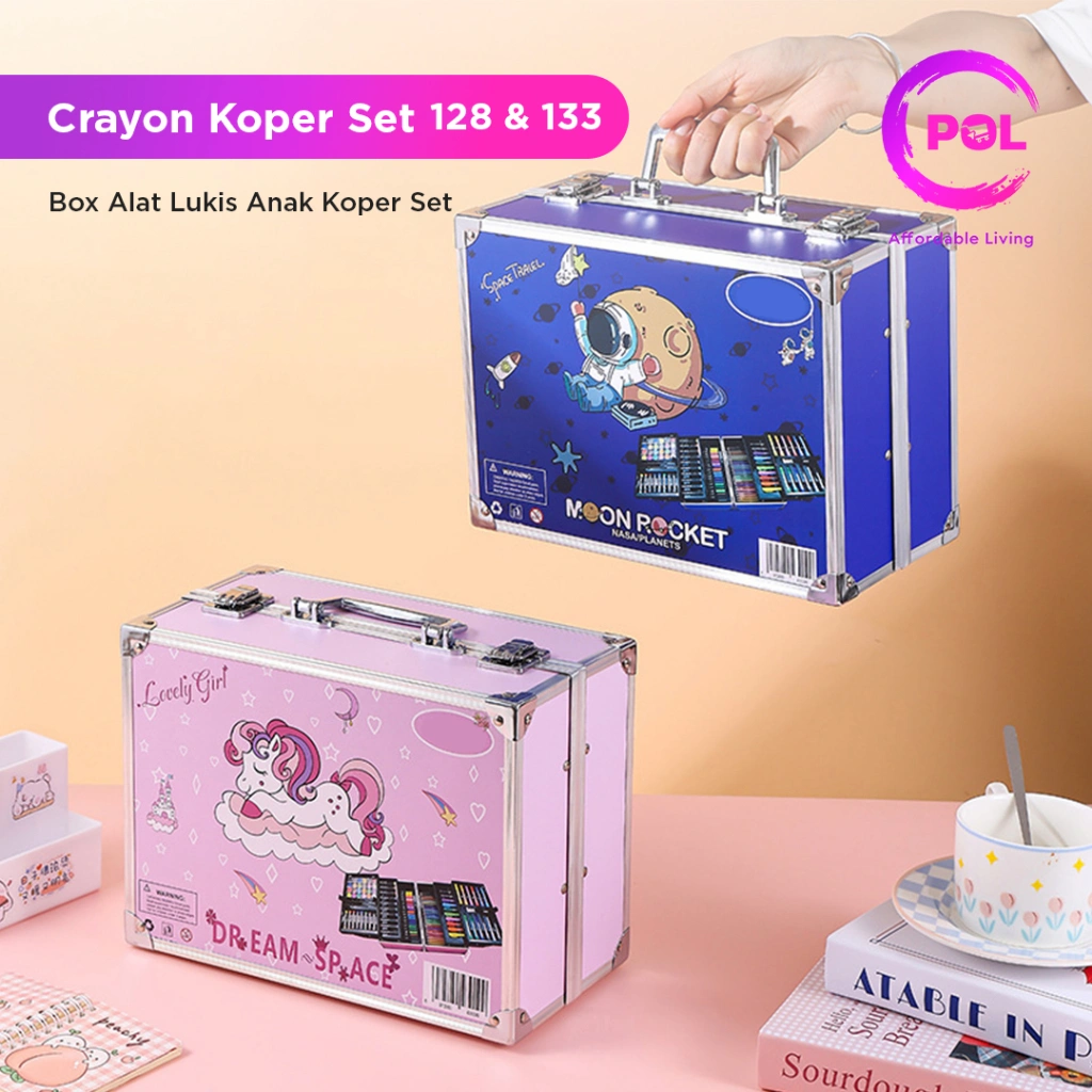 POL - Crayon Warna Set 128pcs & 133pcs Koper Besi