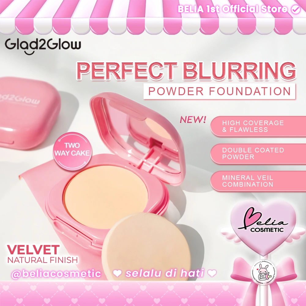 ❤ BELIA ❤ GLAD2GLOW Perfect Blurring Powder Foundation | Primer Skin Tint Foundation | Refill Bedak | Bedak Padat