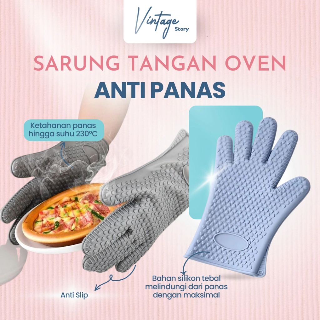 Sarung Tangan Oven Dapur Masak Silikon  Tahan Panas 230°C Anti Slip