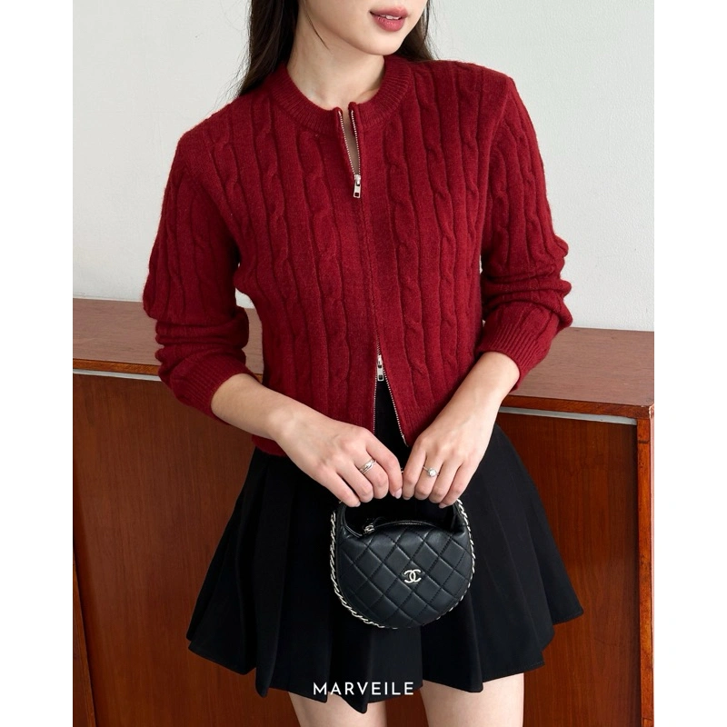 [ Marveile ] Kai Knitted Zipper Top / Korean Cardigan Rajut Wanita