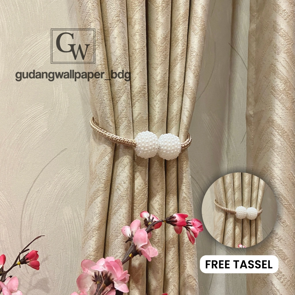 Gorden Gordyn Tirai Import Mewah Blackout Premium Jacquard  Zigma Bertekstur Tebal Abstrak Minimalis Warna Cream Gold Pastel