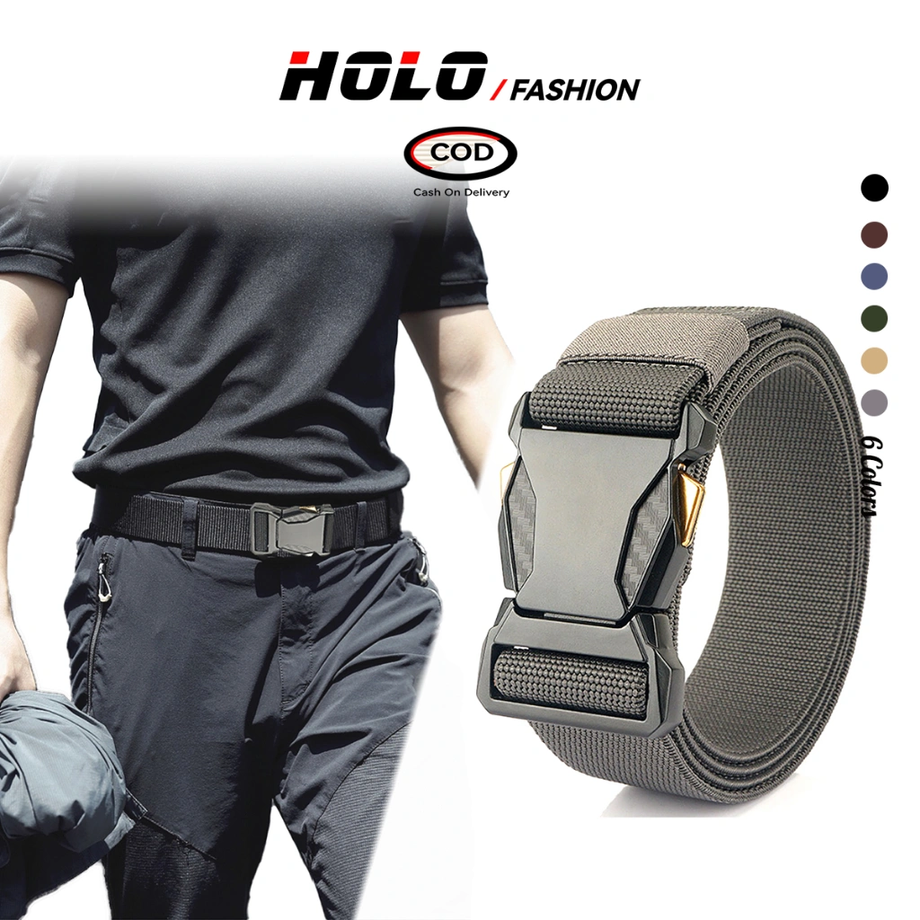 HOLO Ikat Pinggang Pria Nylon Fast Unlock Kanvas Tebal Tactical Kepala Gesper Pria Sabuk Keren Belt