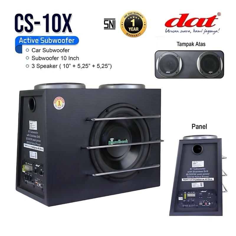 CS-10X Speaker mobil Subwoofer DAT 10 inch Full Woofer Basstube