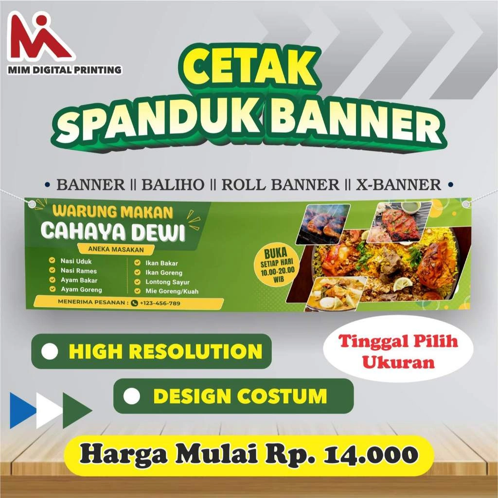 Cetak Spanduk / Cetak Banner/ Baner Gratis Desain / File Siap Cetak 1 Hari Jadi