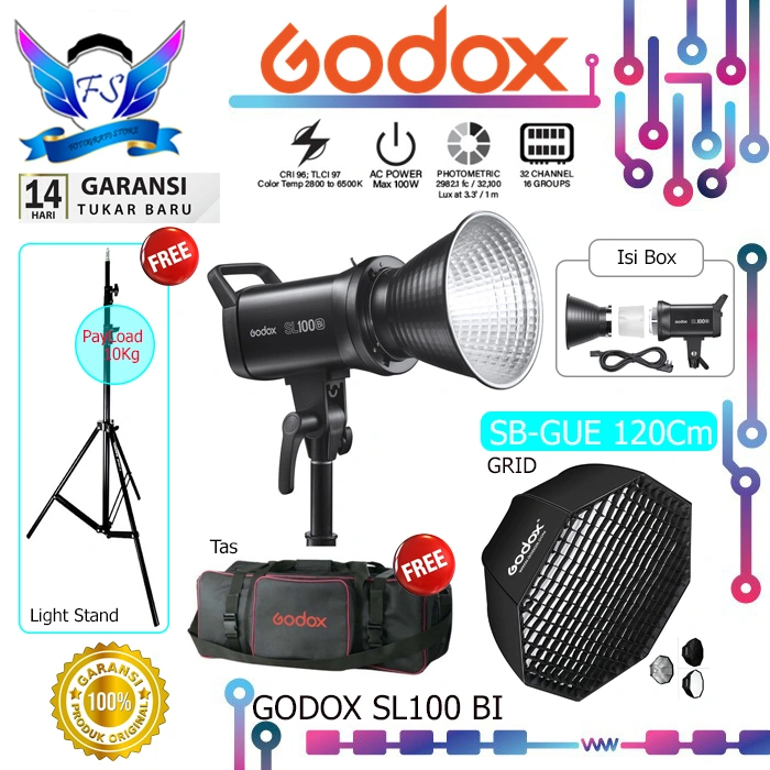 Godox SL-100 BI LED Continous Light SL100BI Lampu Studio SL100 BI Original