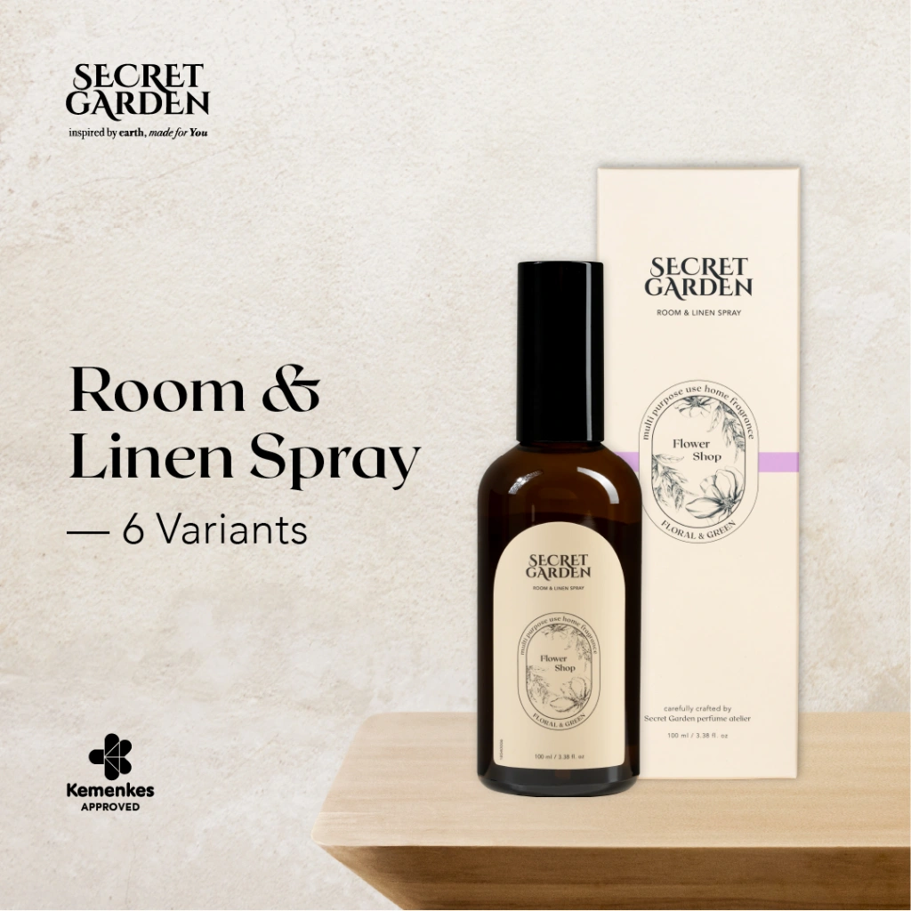 Secret Garden - Room & Linen Spray 100ml | Pengharum Wangi Segar Alami Tahan Lama Semprotan Anti Bacterial Untuk Ruangan Kamar Kain Baju Pakaian