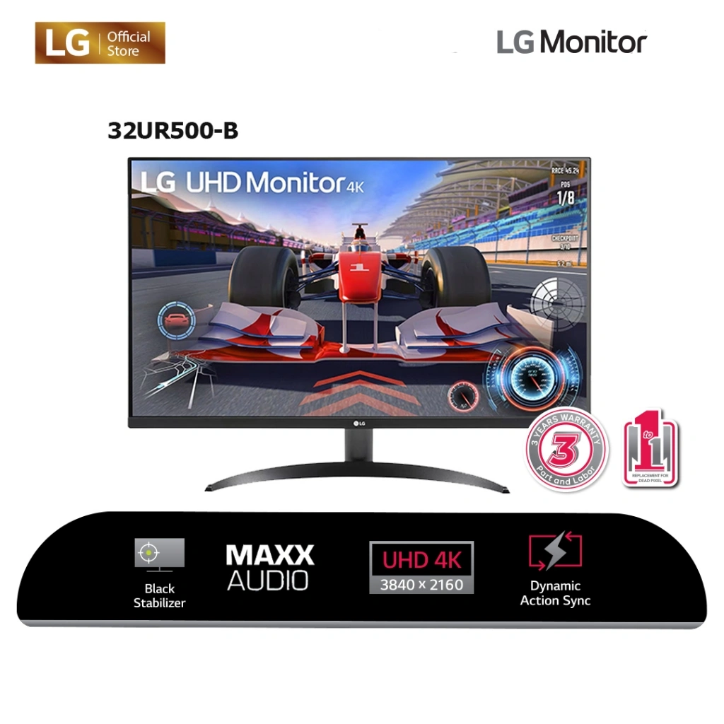 LG UltraHD™ 4K 31.5" Inch 32UR500K-B.ATI HDR10 VA Maxx Audio 4ms