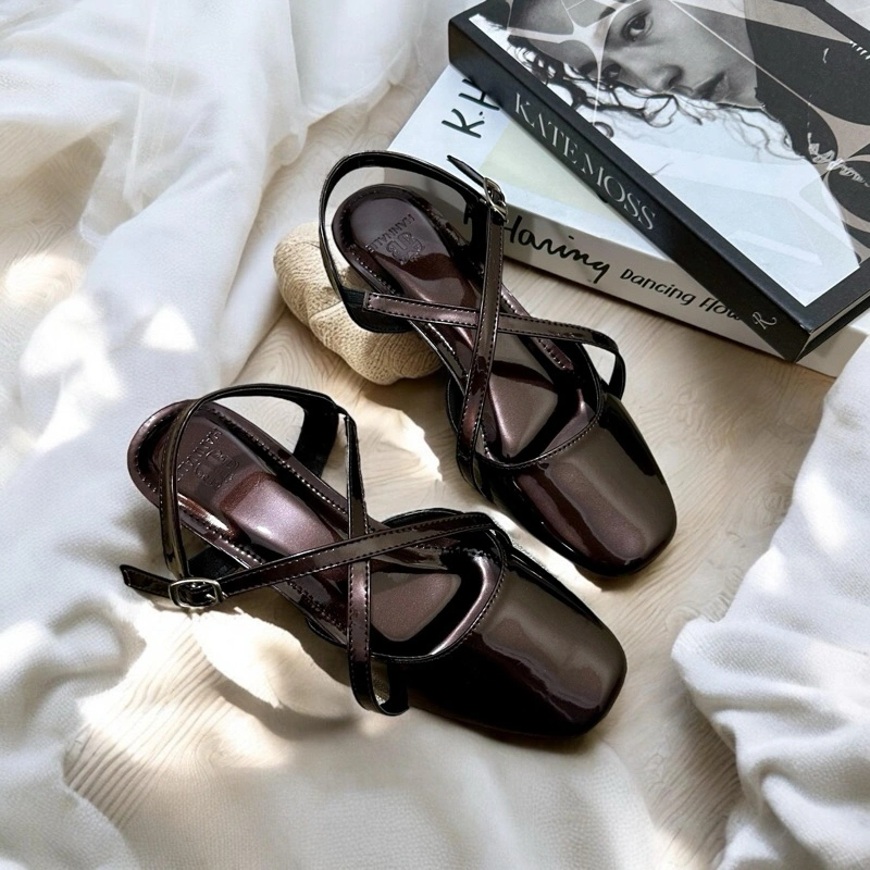 Sandal Wanita Heels Tali Belakang Sora - 3cm Block Heels Sintetis