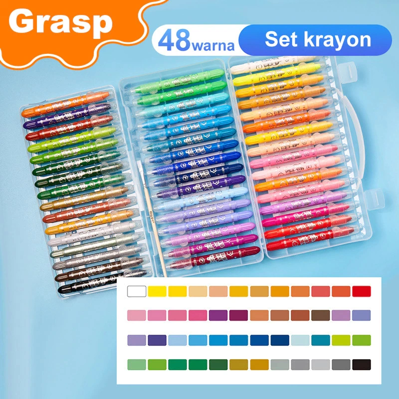 Ready Grasp Crayon Set 48 Warna Mata Sedang Silky Crayon