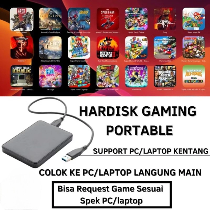HDD EXTERNAL FULL GAMES PC / KOMPUTER / LAPTOP 160GB|250GB|320GB