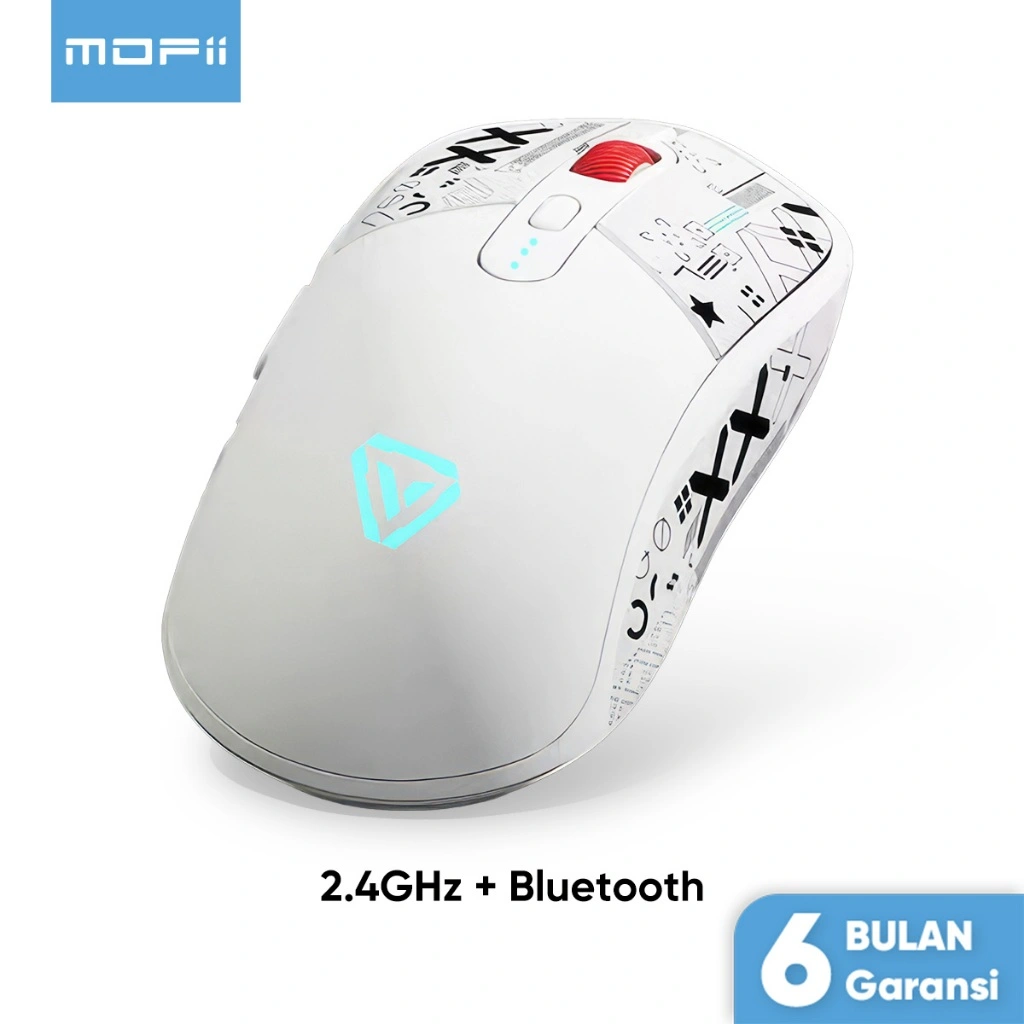 MOFii Mouse Gaming Wireless 2.4Ghz + Bluetooth Rechargeable Baterai Type-C Fast Charging 3200DPI LED Lights M69