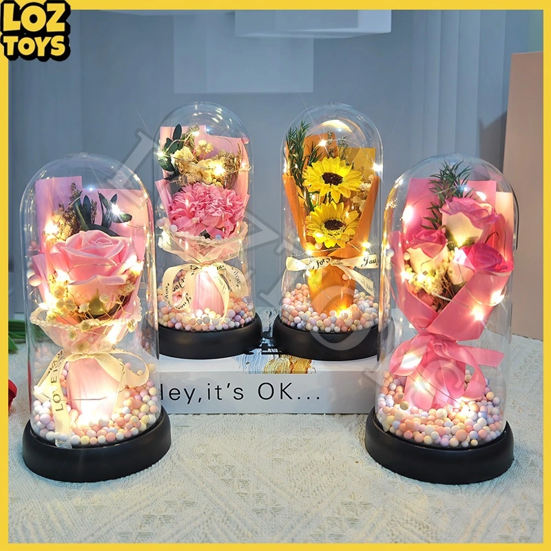 LOZTOYS Rose Lamp LED Bunga Mawar Valentine Hadiah Dekorasi Lampu Hias Bunga Gift Kelulusan Hari Ibu