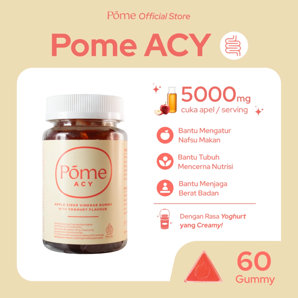 Pome ACY 1 Botol (60 gummy) - Apple Cider Vinegar Gummy with Yoghurt Flavor