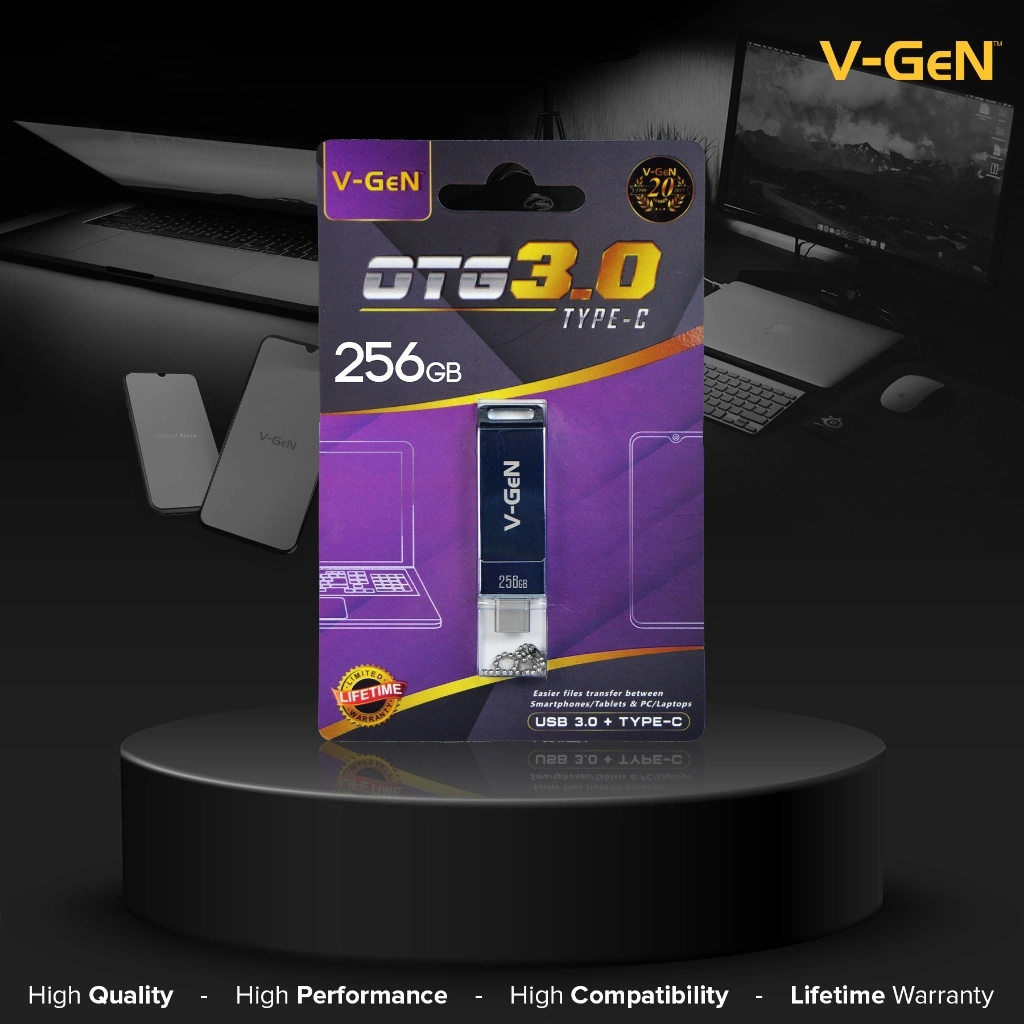 OTG 16gb 32gb 64gb 128gb 256gb USB Flashdisk 3.0 to Type-C VGEN Flash Disk On The Go V-GEN