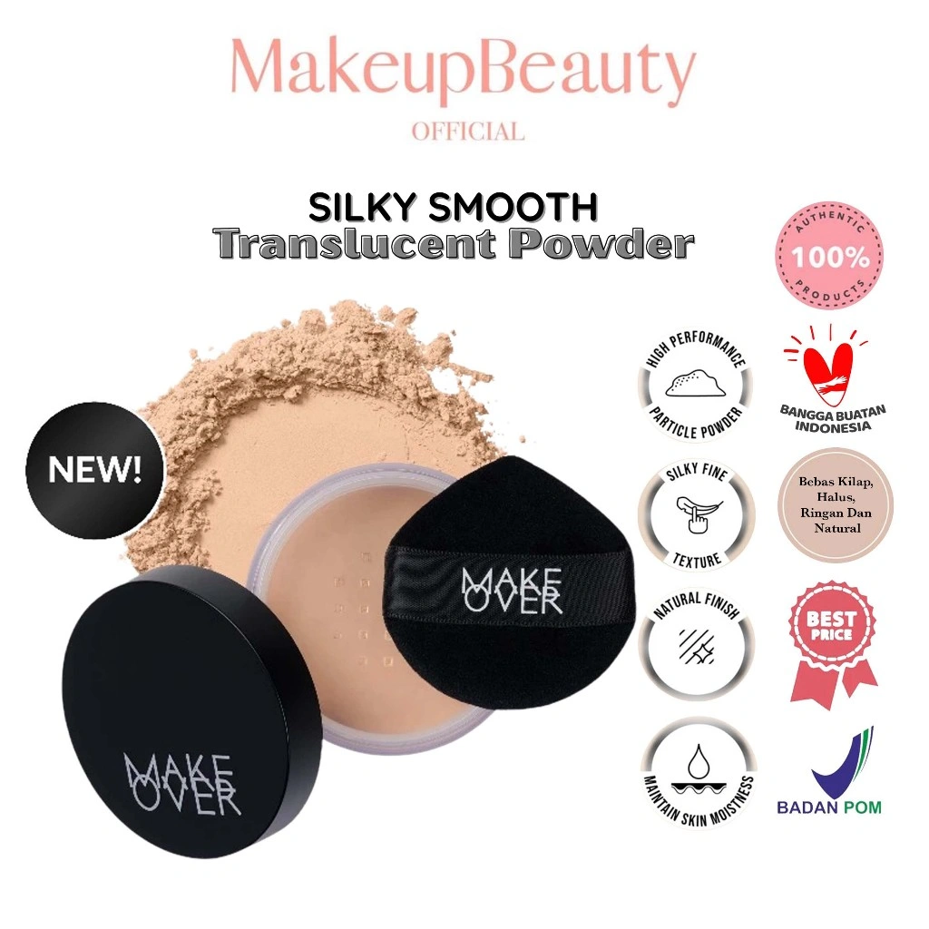 MAKE OVER Silky Smooth Translucent Powder 35g - Bedak Tabur