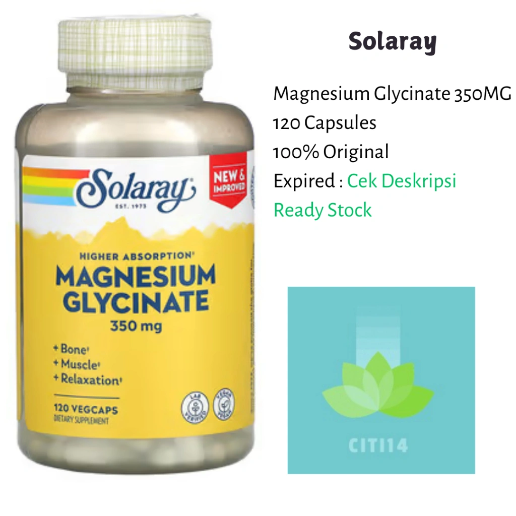 Solaray Magnesium Glycinate 350mg 120 VegCaps High Absorption