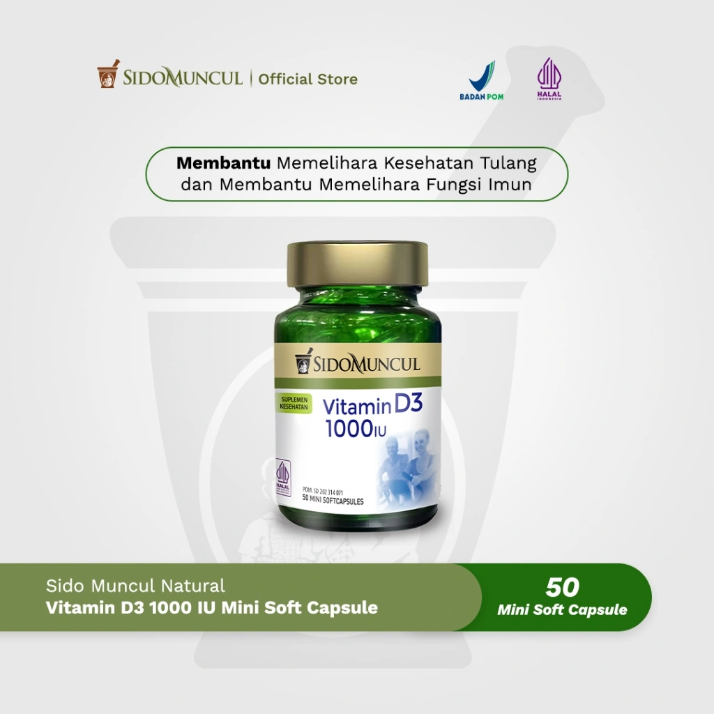 Sido Muncul Natural Vitamin D3 1000 IU Kesehatan Tulang Kalsium Auto Imun