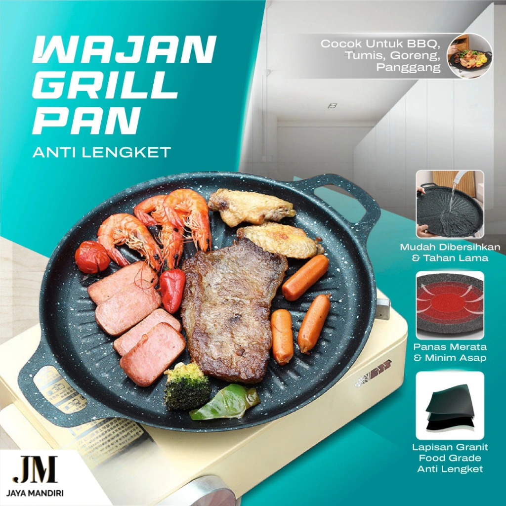 Wajan Teflon Anti Lengket  Alat Masak Serbaguna BBQ, Panggang, Tumis, Outdoor & Dapur Rumah AA306