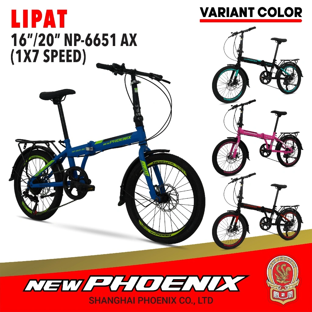 (TERMURAH) Sepeda lipat 16 20 evergreen 7 speed mortein atlantis velion pacific new phoenix 6651 ax morison 8112 8117 8119 8118 gx rem cakram disc brake discbrake folding bike sepeda anak remaja dewasa