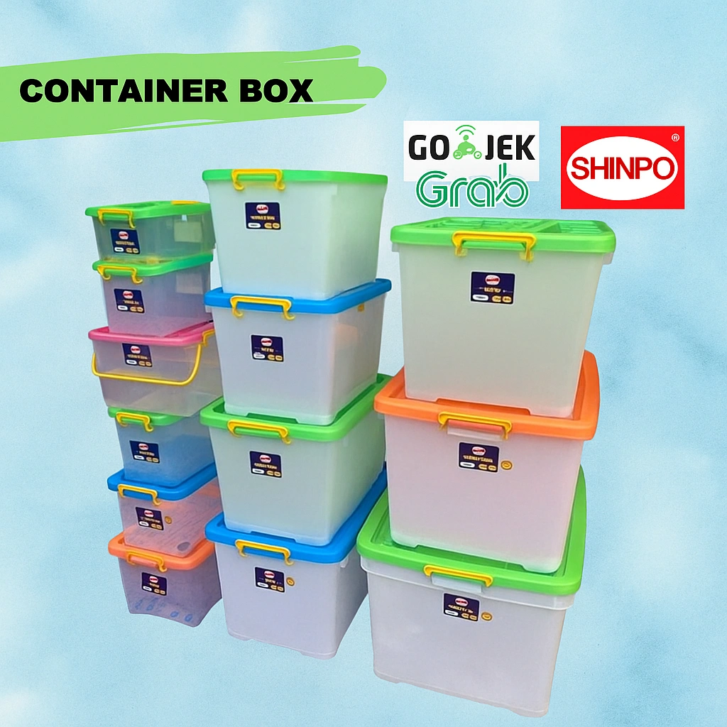 SHINPO - Container Box 8-10-15-25-30-45-60-70-95-130-150-195 Liter Container Penyimpanan Wadah Penyimpanan Box ConTainer Shinpo Kotak Penyimpanan Container Box Jumbo