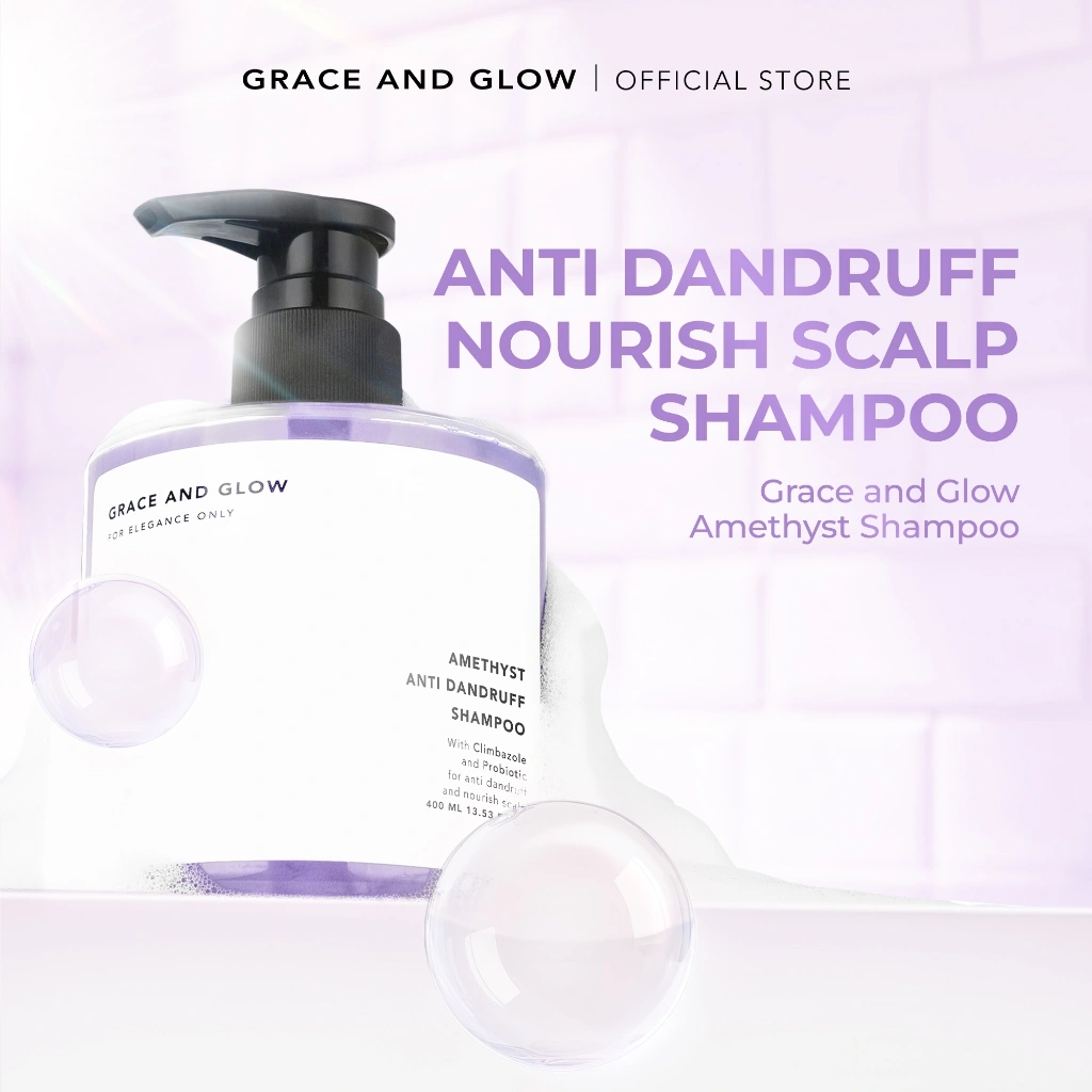 Grace and Glow Amethyst Anti Dandruff Shampoo - Shampo Anti Ketombe Sampo Rambut Anti Fungal with Climbazole