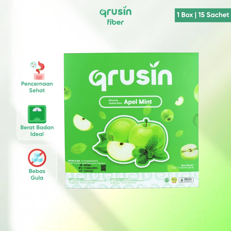 Qrusin Minuman Diet Serat Fiber Slim Suplemen Detox Pelangsing Penurun Berat Badan 1 Box 1BX