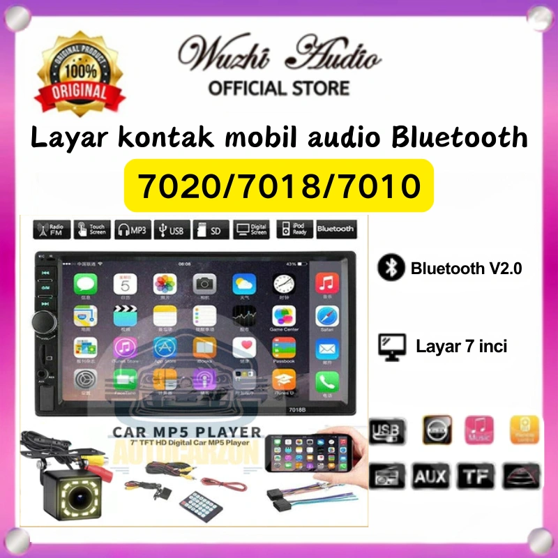 7023/7020/7018B/7010B Head Unit Double Din 7 Inch Bluetooth Audio Car MP3 MP5 Player in Touch Screen Radio Dan Kamera Mundur Mobil