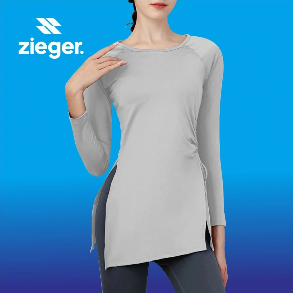ZIEGER ACTIVEWEAR Baju Olahraga Wanita Serut Pinggang panjang Gym fitnes KAOS LENGAN PANJANG SPORT