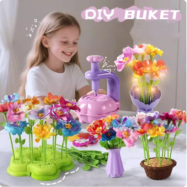 Mainan Pembuat Buket Kain DIY Kit Mesin Emboss Bunga Buatan Tangan untuk Anak Mainan Kerajinan Bunga