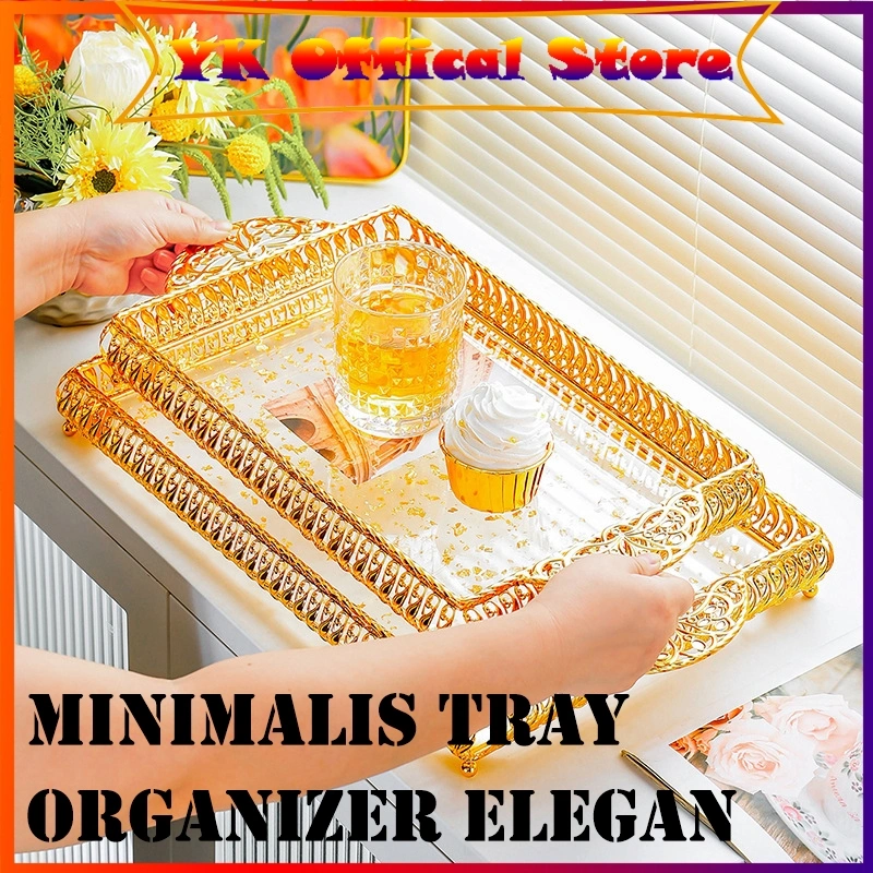 1* Perhiasan Baki Akrilik Transparan Minimalis Tray Organizer Elegan untuk Kosmetik & Dekorasi Rumah