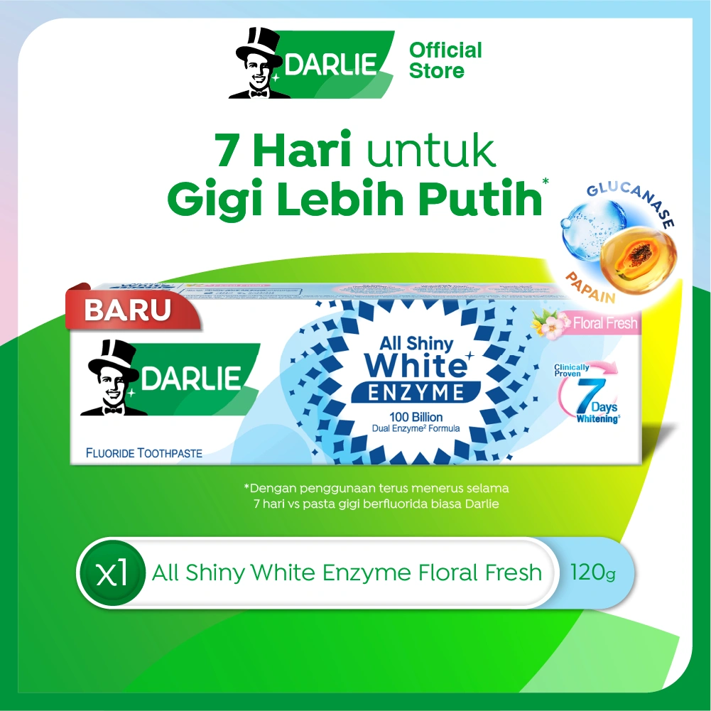 DARLIE All Shiny White Enzyme Floral Fresh Pasta Gigi Pemutih Whitening 120 gr - 1 Pcs