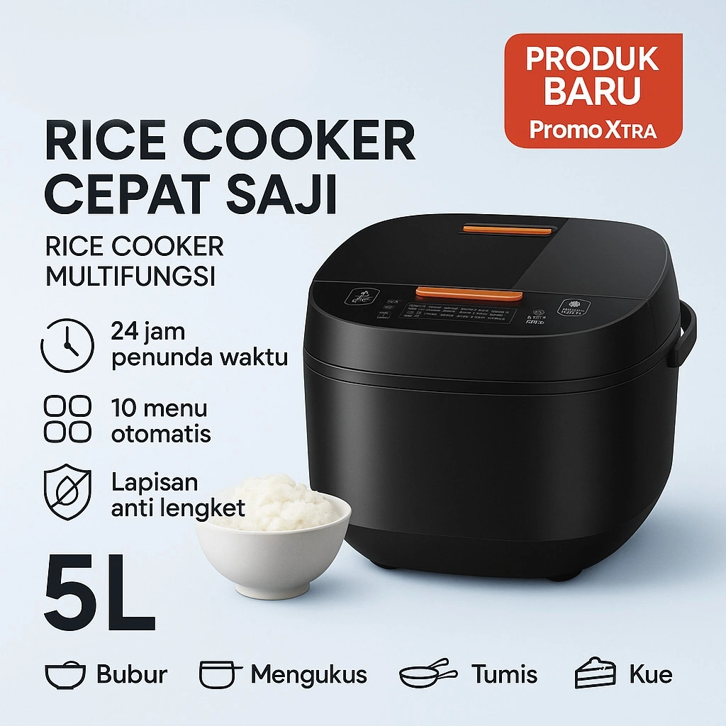 Rice Cooker Pintar 5L Kapasitas Besar Memasak Cepat Cerdas, Alat Masak Elektrik Praktis untuk Dapur Alat Masak Elektrik Praktis untuk Dapur