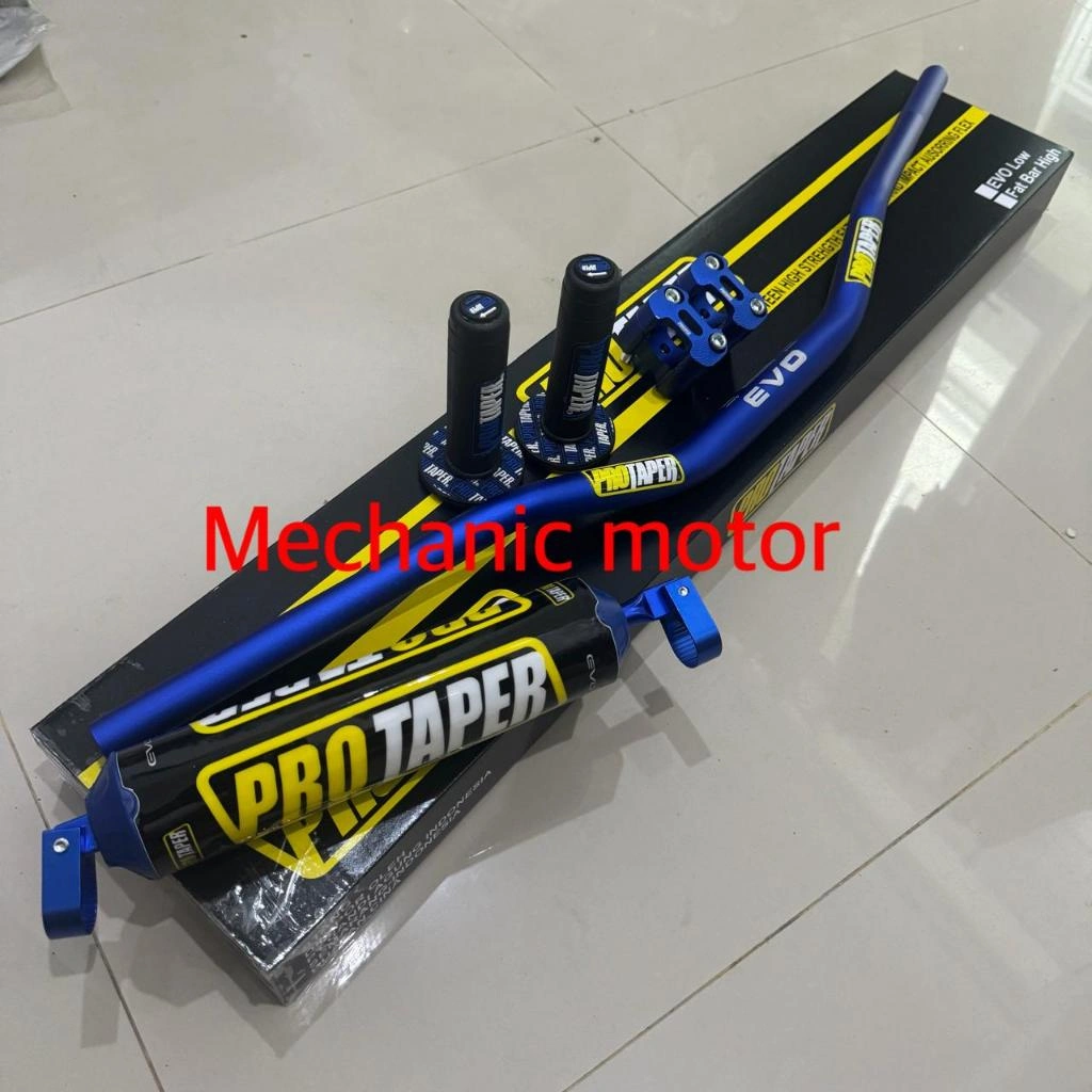 stang fatbar protaper evo warna biru paketan riser handgrip busa klx crf vixion nmax dll
