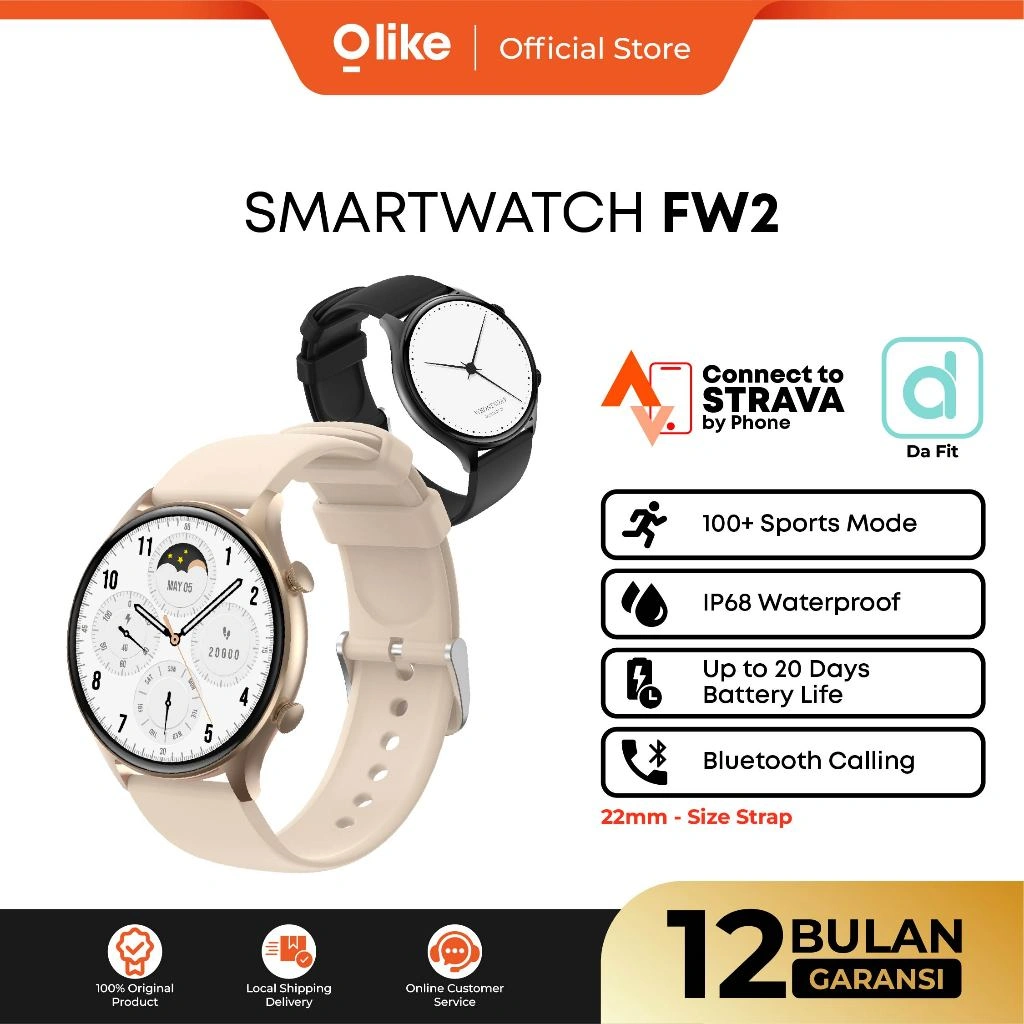OLIKE Smartwatch FW2 1.39" Bluetooth Call Water Resistant IP68 Health Sport & Sleep Monitoring