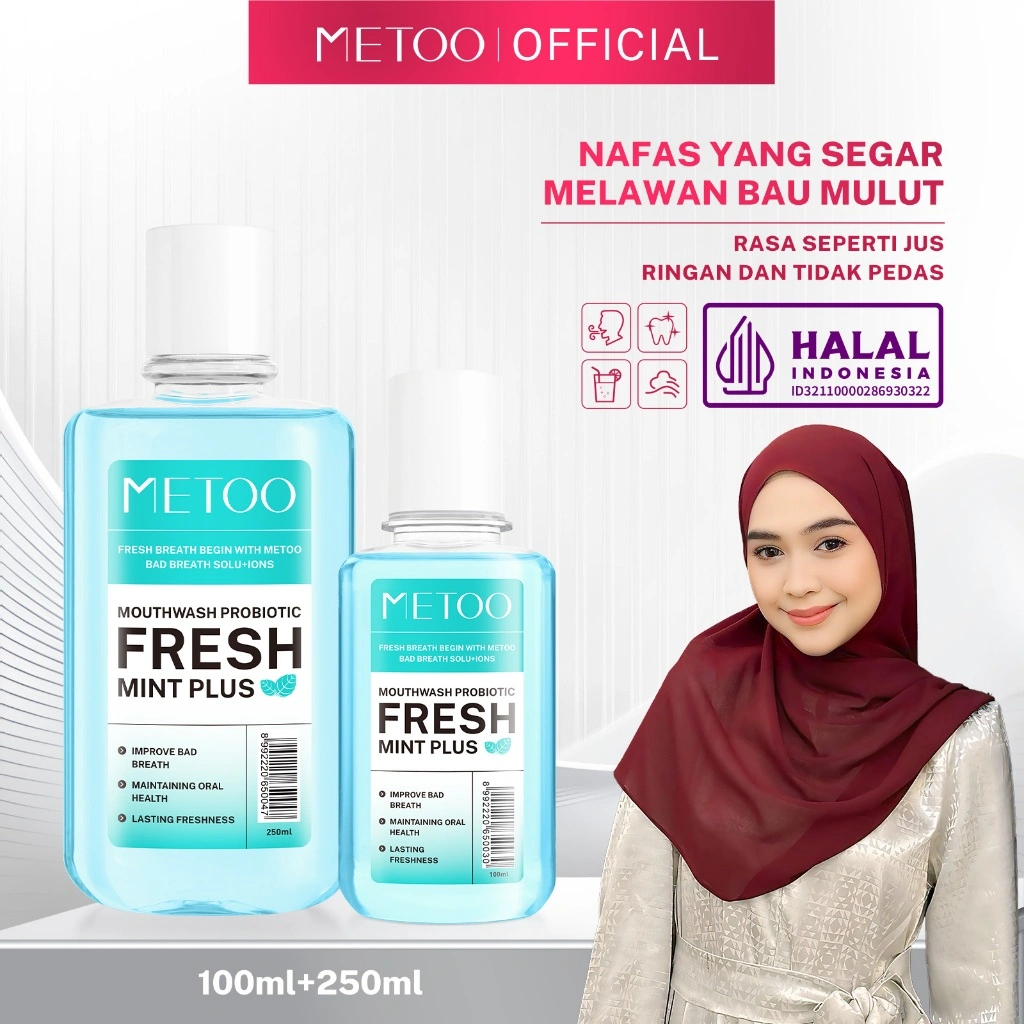 MeToo Mouthwash Cool Mint 250ml+100ml/ nafas segar / menghilangkan bau mulut / kumur karang gigi / non-alkohol