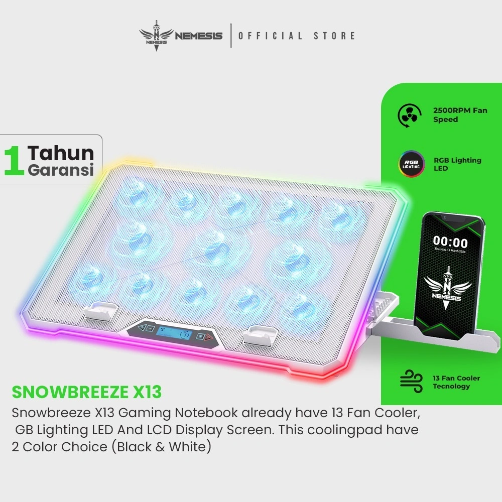 Nemesis Coolingpad SNOWBREEZE X13 RGB with Digital Display 13 FAN