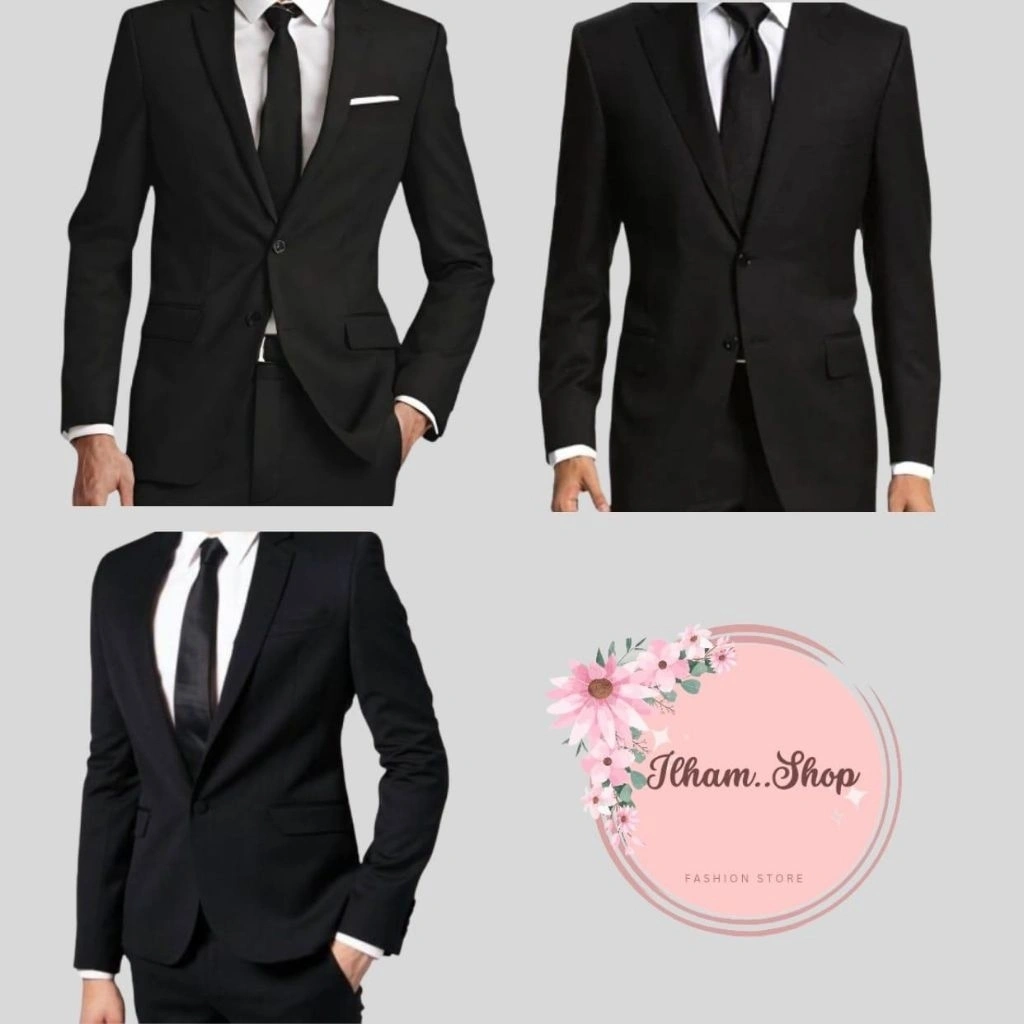 Jas Blazer Pria Hitam Slimfit Casual Formal