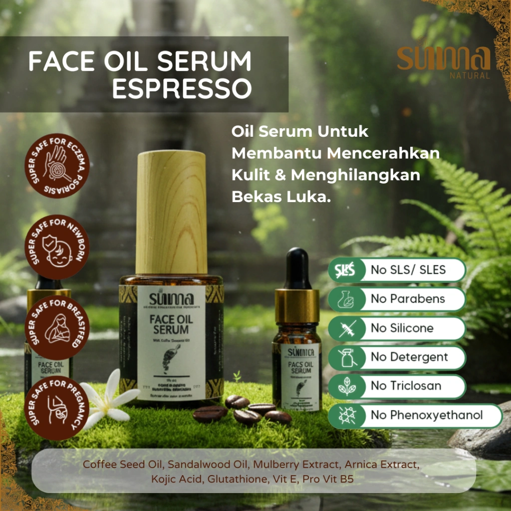 Suma Natural Face Oil Serum - Espresso Oil | Serum Pencerah & Penghilang Bekas Luka