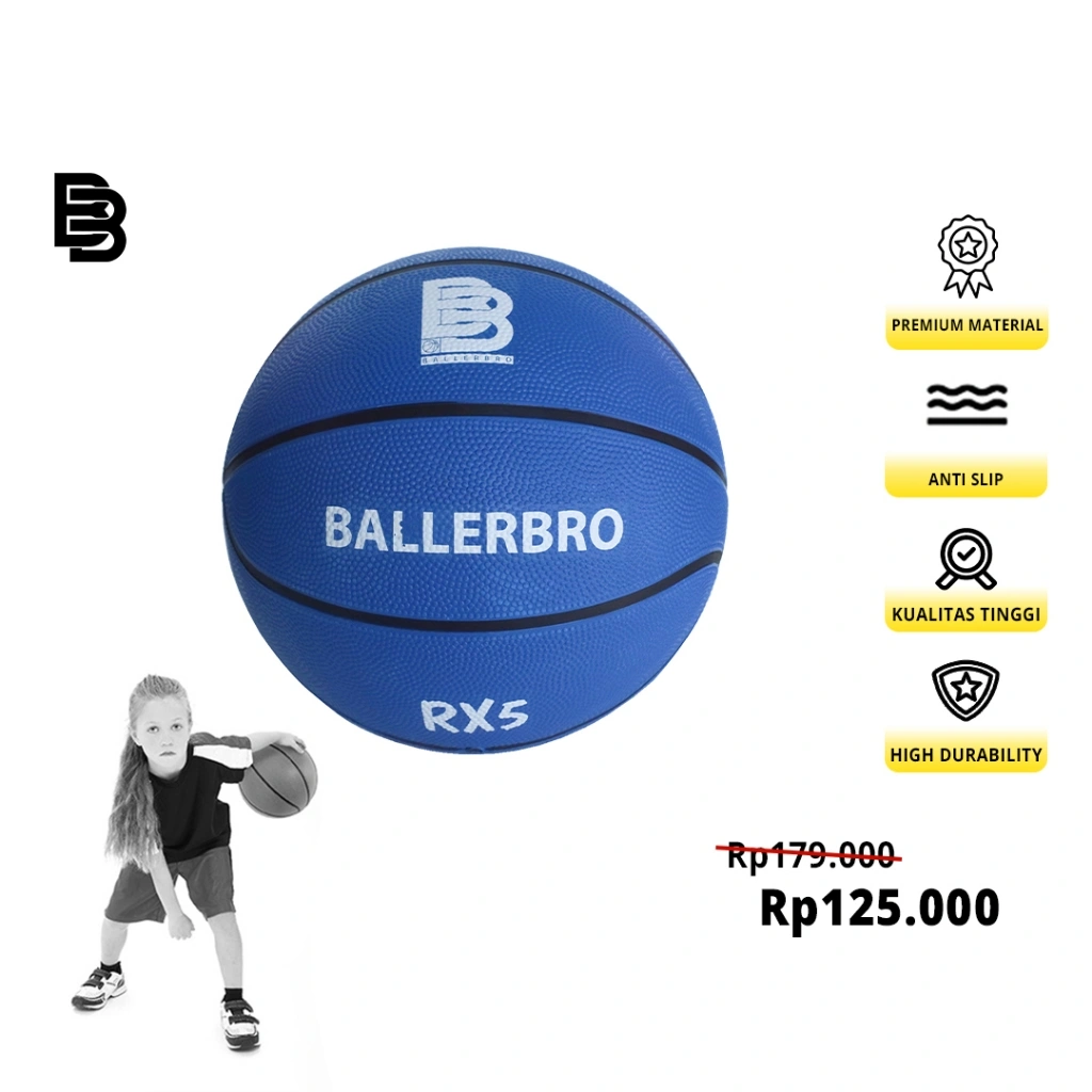 Bola Basket Anak size 5 BALLERBRO RX5 RUBBER