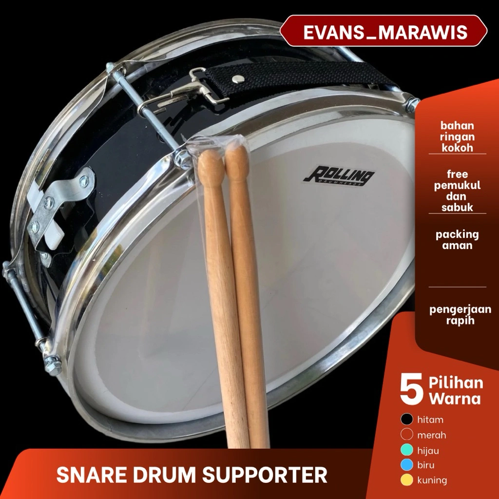 SNARE DRUM PICOLO MARCHING BAND SUPPORTER tersedia ukuran 10 inch 12 inch dan 14 inch - Drum band anak anak