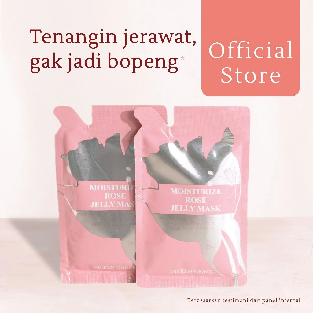 EILEEN GRACE - Moisturize Rose Jelly Mask 35 ml x2 | Masker / skincare jerawat I Kulit kering sensitif | Bekas jerawat | Kemerahan | Bruntusan | Bopeng | Skin Barrier | Mencerahkan | Melembapkan | Hydrating | Moisturizing | Calming & Soothing | Vitamin C